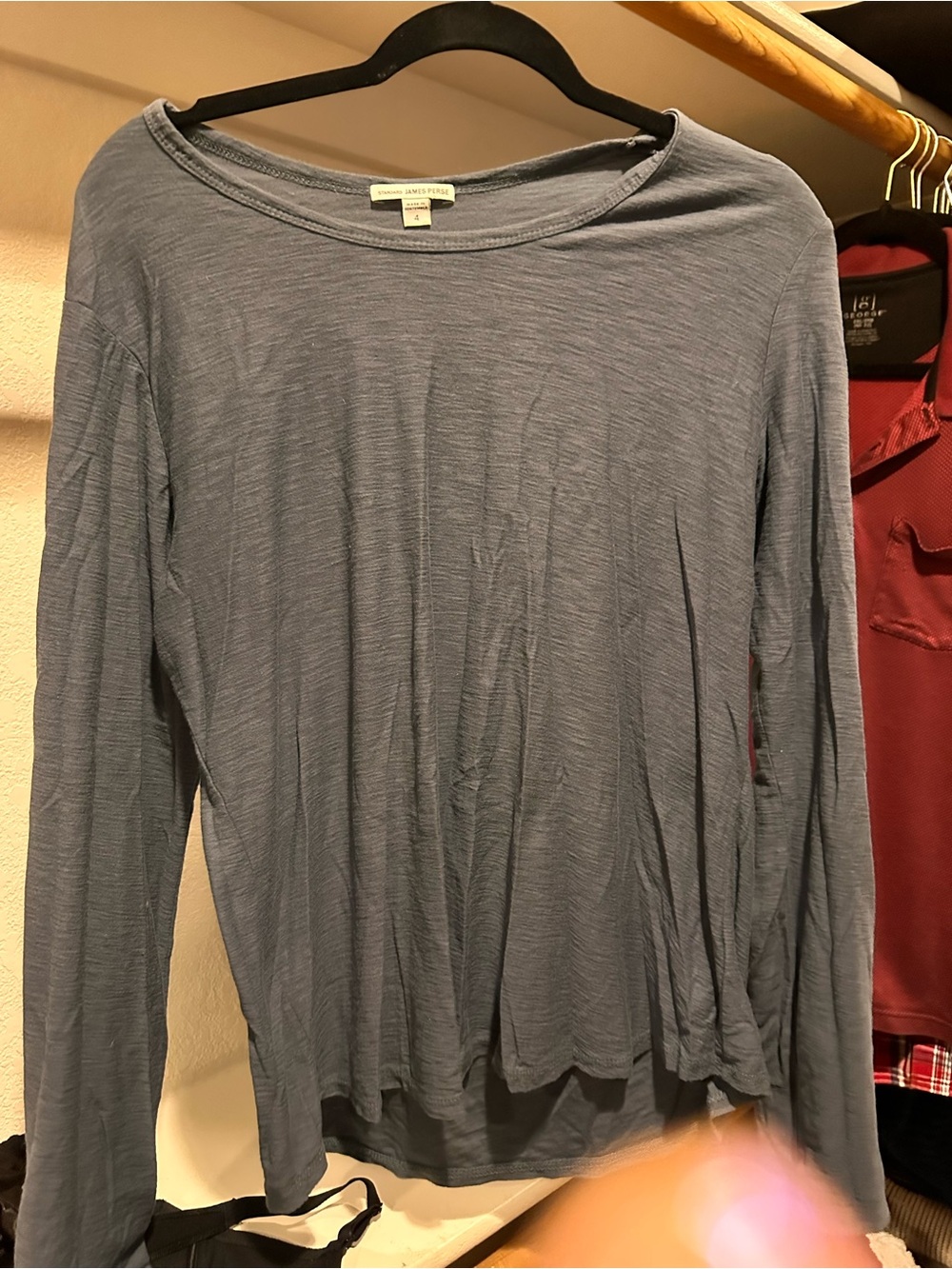 James perse Lightweight Slate Blue Long-Sleeve Women's Top